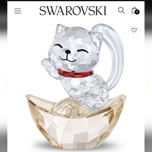 NIB ☆ Swarovski Cat And Base Set